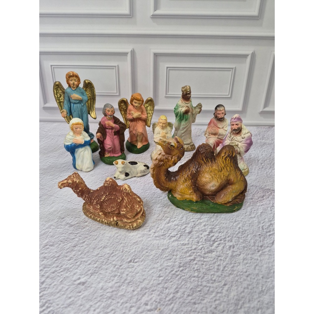 Vintage Italian Nativity Scene Set Hand Painted 11 Piece Christmas Figurines